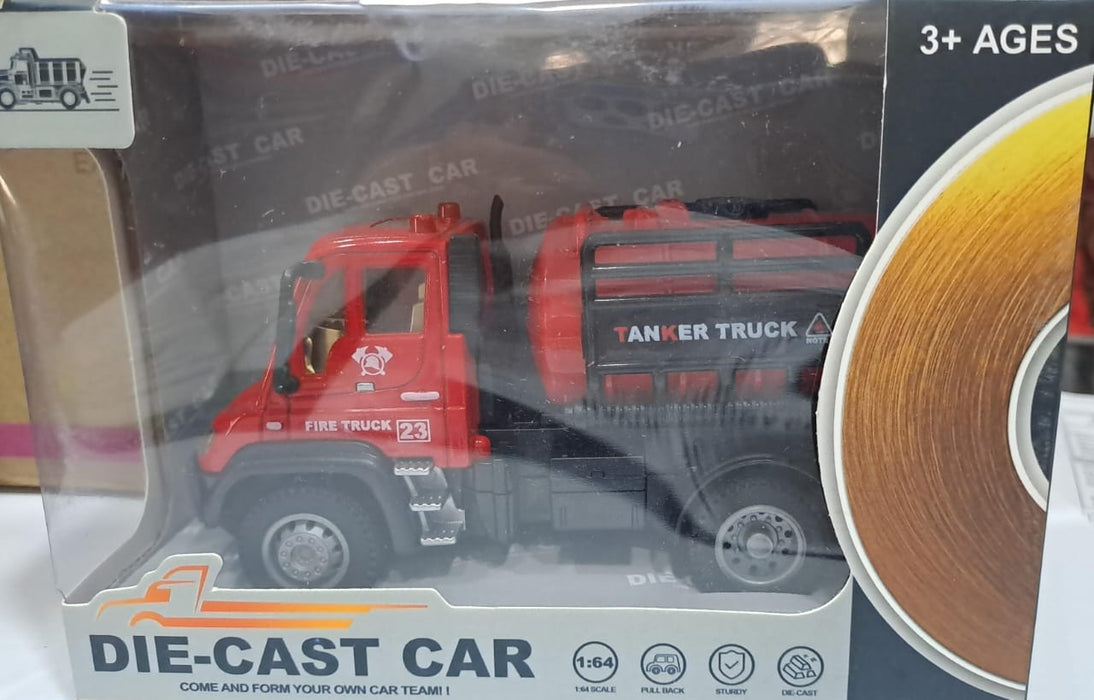 DIE CAST 1:64 RC PULL BACK FIRE TANKER TRUCK 6460