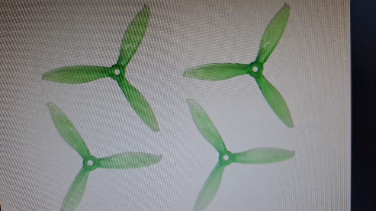 PROPELLER ORANGE HD 5149 (5.1X4.9) TRI BLADE FLASH PROPPELLERS 2CW+2CCW-TRANSPARENT GREEN