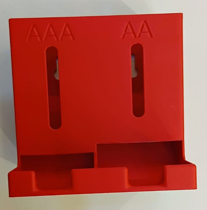 DUAL BATTERY DISPENSER HOLDER FOR 20AA AND 30AAA BATTERIES RED