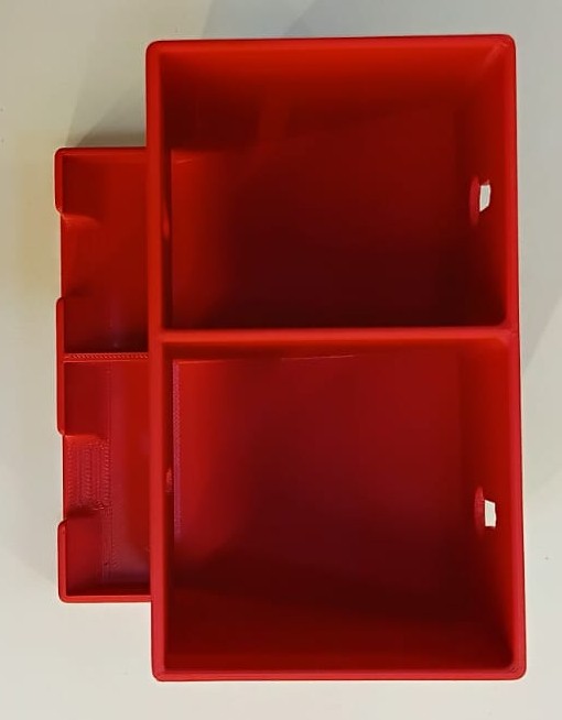 DUAL BATTERY DISPENSER HOLDER FOR 20AA AND 30AAA BATTERIES RED