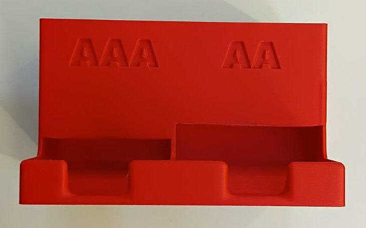 DUAL BATTERY DISPENSER HOLDER FOR 15AA AND 15AAA BATTERIES RED