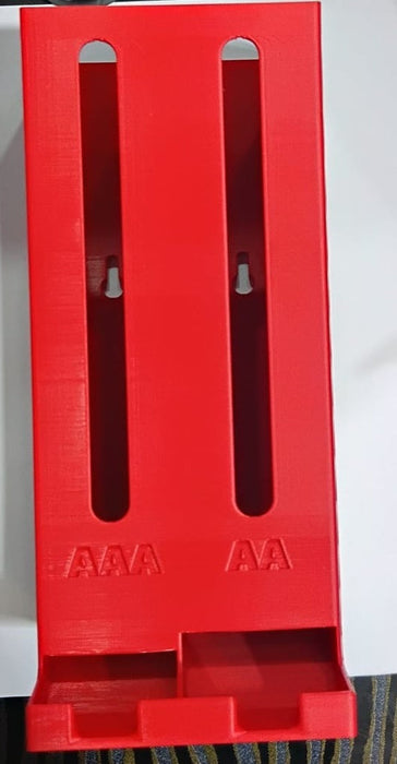 DUAL BATTERY DISPENSER HOLDER FOR 100AA AND 100AAA BATTERIES RED