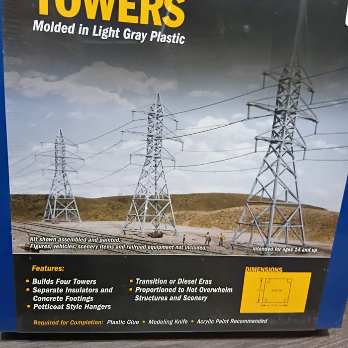 WALTHERS CORNERSTONE HO SCALE FOUR TRANSMISSION TOWERS&nbsp;MODEL&nbsp;KIT 933-3121