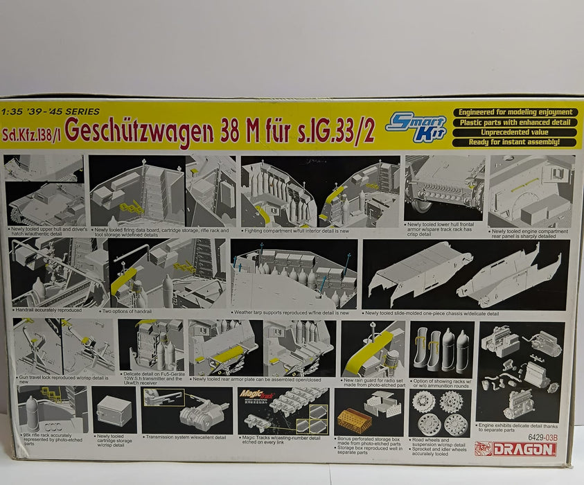 DRAGON SD.KFZ.138/1 GESCHUTZWAGEN 38 M FUR S.1G.33/2 1:35 SCALE SMART KIT 6429-03