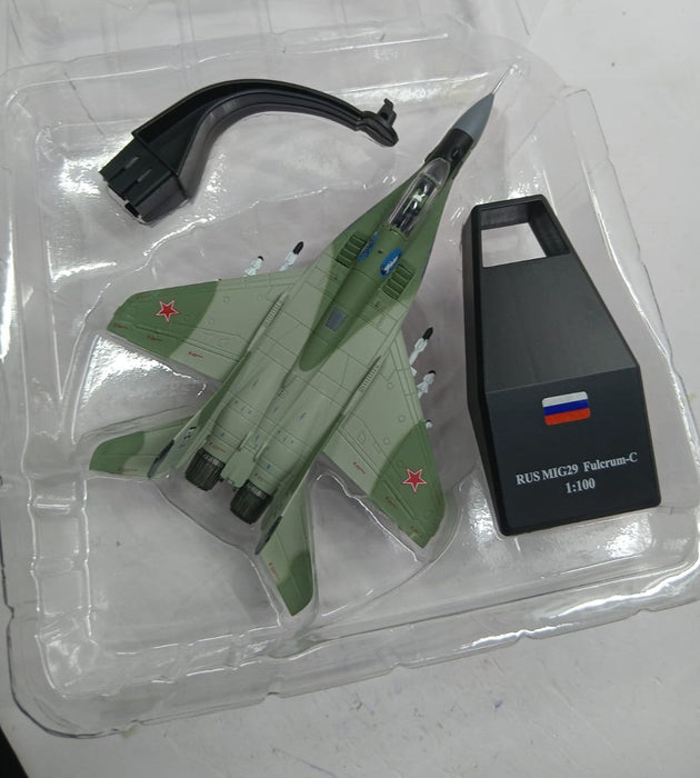 DIECAST AIRPLANE MODEL MIG29 1/100 WITH AN AIRSPEEED INDICATOR L-18CM W-12CM