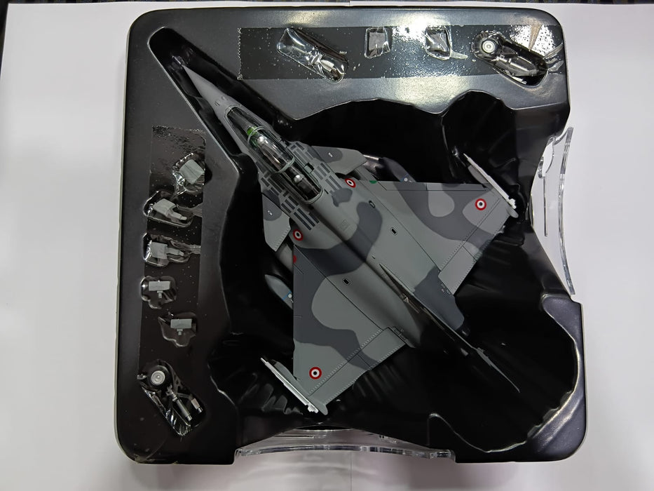 DIECAST AIRPLANE MODEL RAFALE 1/72 L-21CM W-16CM & 8CM TALL GREY WITH PATCH