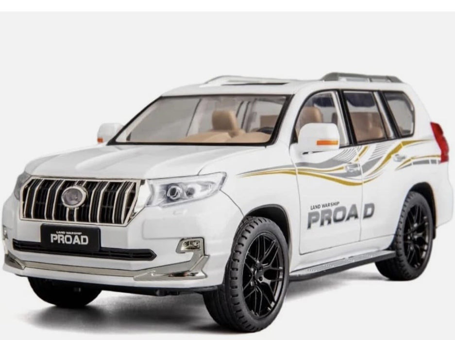 TOYOTA LAND CRUISER PRADO SUV CAR 1:18 DIECAST MODEL CZ806 PULL BACK ALLOY WITH OPENABLE DOORS, SOUND & LIGHT