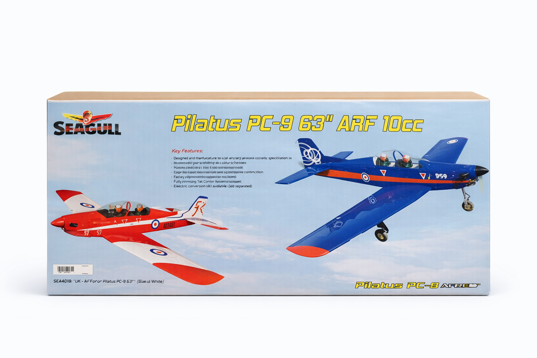 SEAGULL SEA401B UK - AIR FORCE PILATUS PC-9 60.6 ARF 10CC (BLUE/RED) RC PLANE