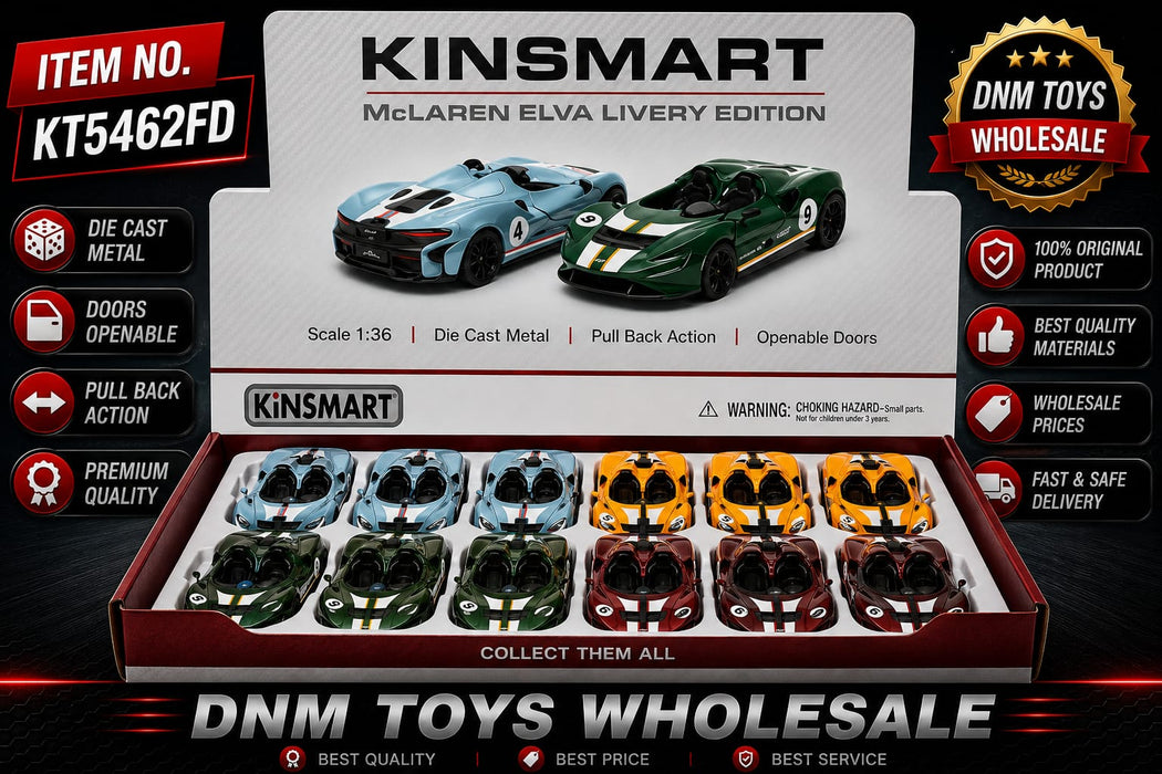 Kinsmart McLaren Elva Livery Edition Die-Cast Model Set (12 PCS Assorted Colors) Ð 1:36 Scale Pull Back Collection