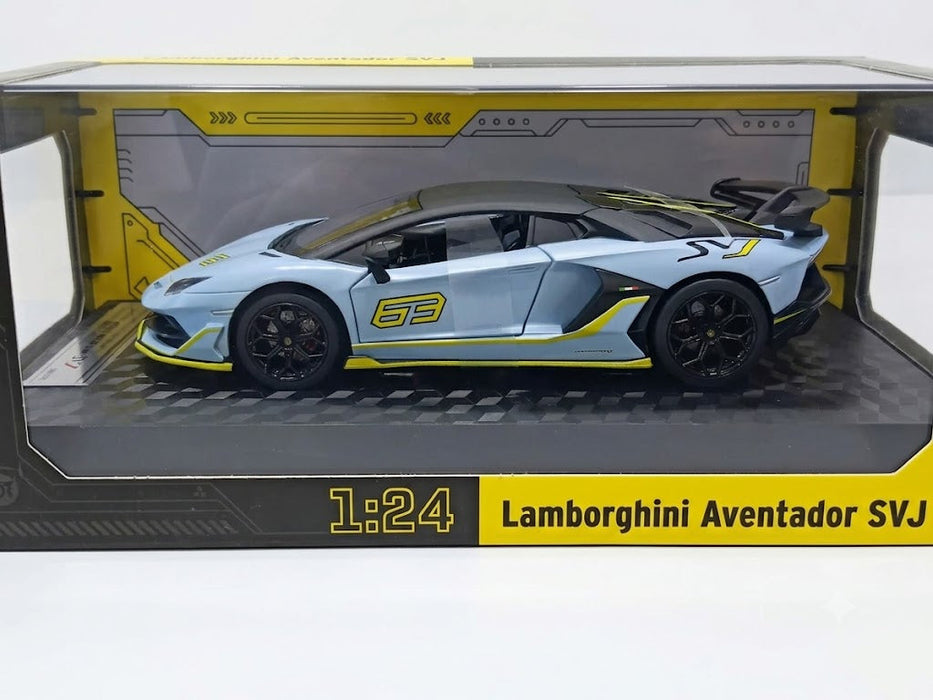 CCA LAMBORGHINI AVENTADOR SVJ 1:24 DIECAST SCALE MODEL 68272K BLUE