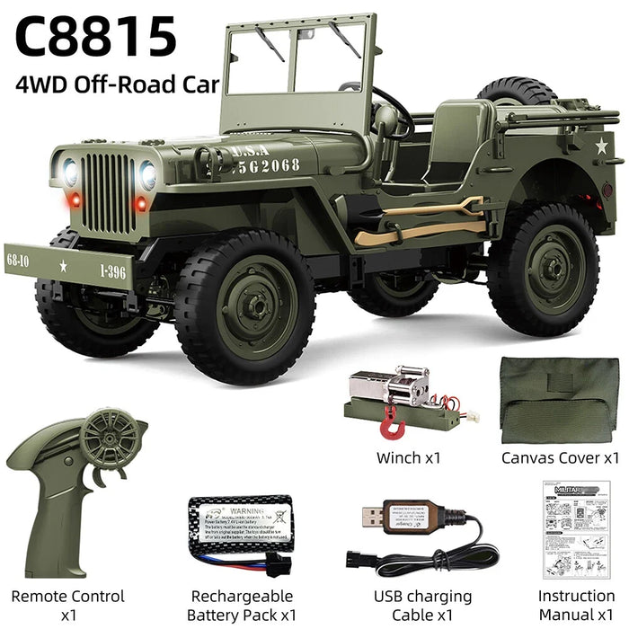 MILITARY JEEP C8815 RTR 1/10 WILLYS RC TRUCK 4WD OFF-ROAD CLIMBING BROWN