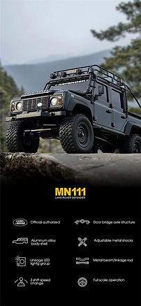 MN MODEL LAND ROVER DEFENDER110 (2015) MN111 RTR 4WD RC CAR 1/18 ROCK CRAWLER (BLACK)