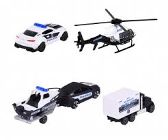MAJORETTE  POLICE FORCE 4PC SET 7.5CM DIECAST MODEL