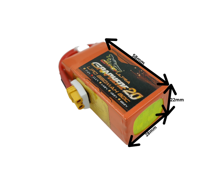 3S-850Mah Dinogy Graphene 2.0 80C Lipo Battery