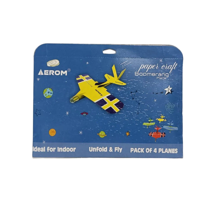 AEROM PAPER CRAFT BOOMERANG PLANE UNFOLD AND FLY (PACK OF 4 PLANES)
