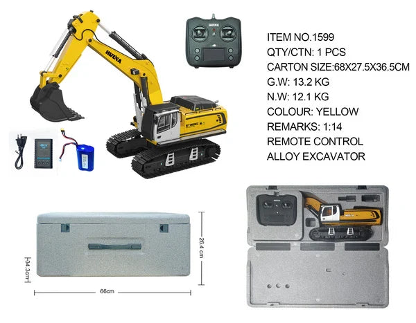 HUINA 1599 RC EXCAVATOR (2024 MODEL) QUALITY PRE-OWNED 25% OFF