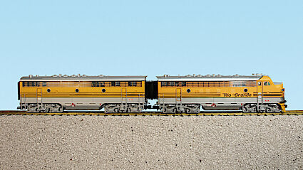 USA TRAINS R22280 RIO GRANDE F-7A UNITS W/LIGHTS AND SMOKE (#5677) - YELLOW