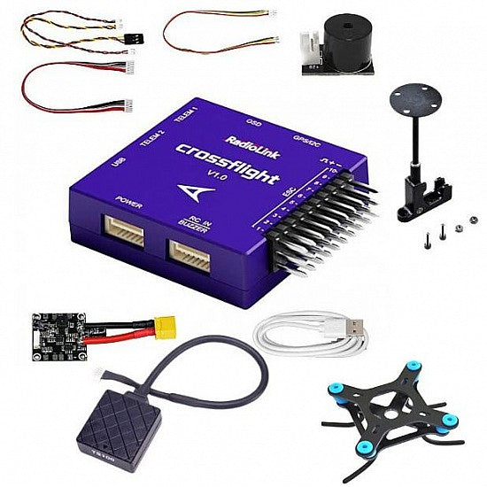 RADIOLINK CROSSFLIGHT FLIGHT CONTROLLER  KIT WITH RADIOLINK TS100 MINI M8N GPS MODULE,  PLASTIC GPS ANTENNA FOLDABLE MOUNT HOLDER AND SHOCK ABSORBER SET