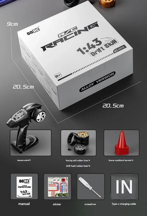 RC DRIFT RACING CAR 1:43 NO.RC43-P BLACK ALLOY VERSION