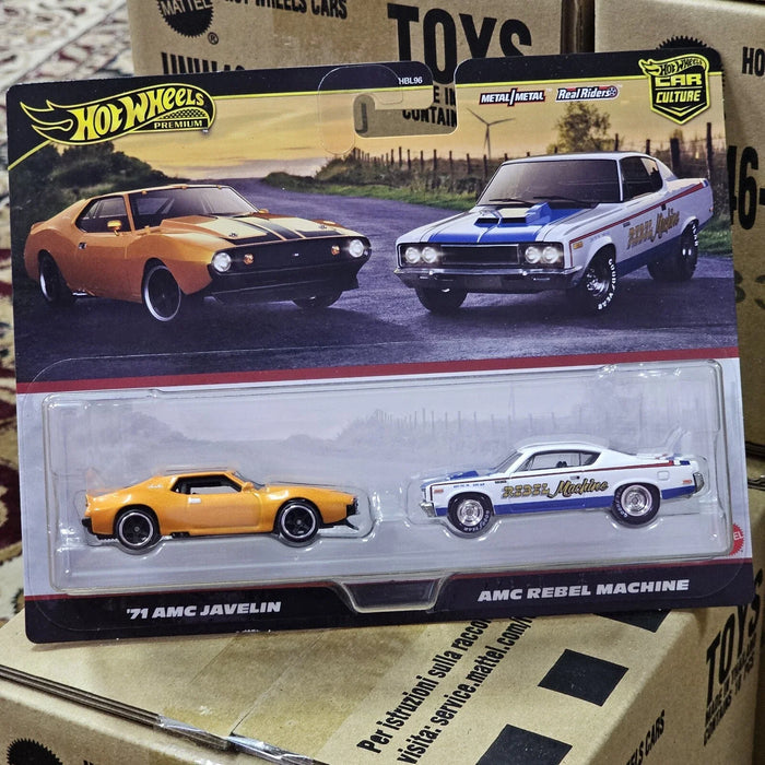 HOT WHEELS 2-PACK: '71 AMC JAVELIN / AMC REBEL MACHINE DIE-CAST CARS (9C6Q)
