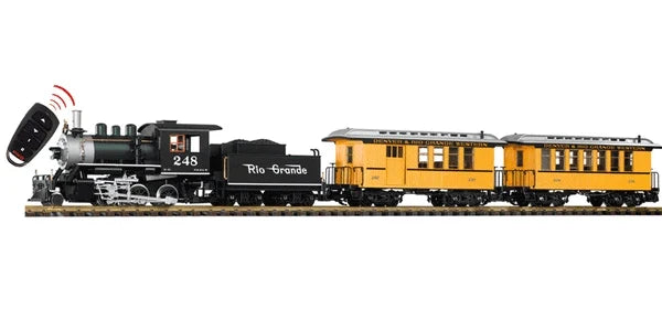 PIKO 38112 D&RGW PASSENGER RC STARTER SET G SCALE WLIGHTS, SOUND AND SMOKE