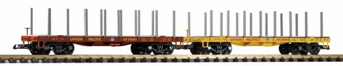 38774 UNION PACIFIC (UP) FLATCAR 2-PACK (G-SCALE) - YELLOW (1 SET PACK OF 2)
