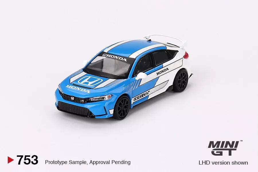 MINI GT 1/64 SCALE HONDA CIVIC TYPE R #3 (2023 PACE CAR BLUE) NO:753