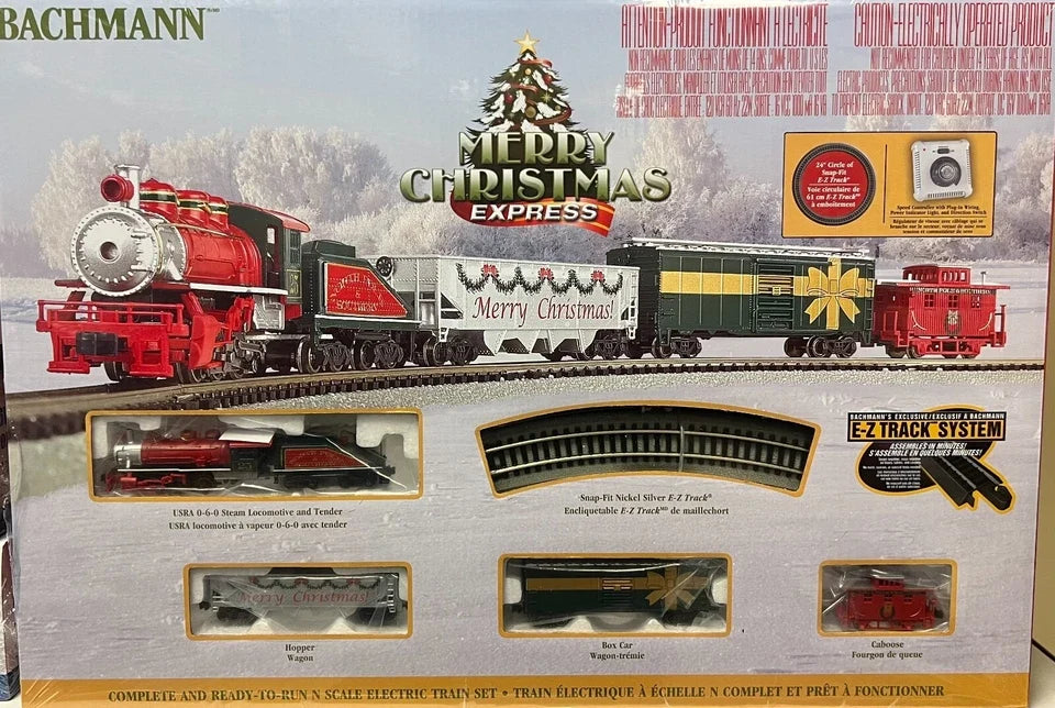 BACHMANN N SCALE READY TO RUN MERRY CHRISTMAS EXPRESS TRAIN SET 24027