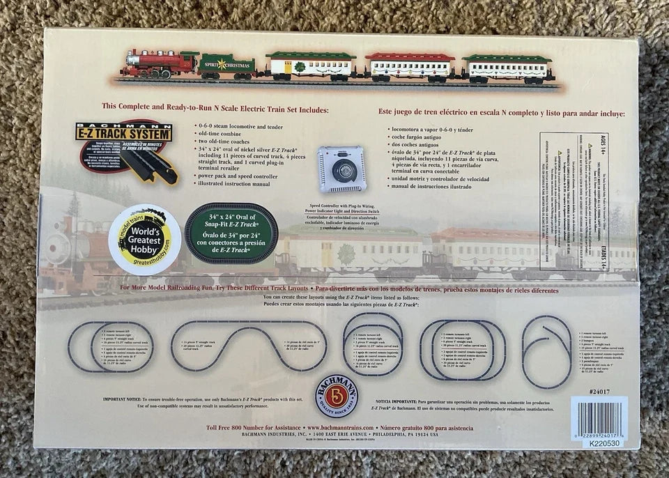 BACHMANN N SCALE 1:160 SPIRIT OF CHRISTMAS READY TO RUN TRAIN SET-24017