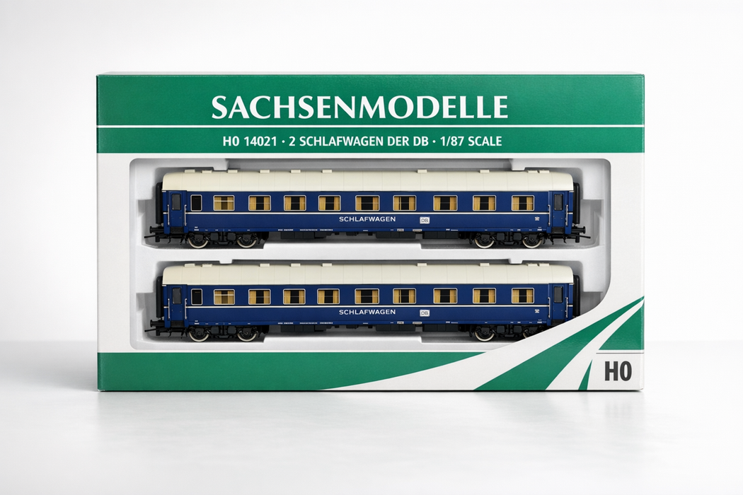 SACHSENMODELLE H0 14021 1/87 SCALE SET WITH TWO SLEEPING CARS OF THE DB