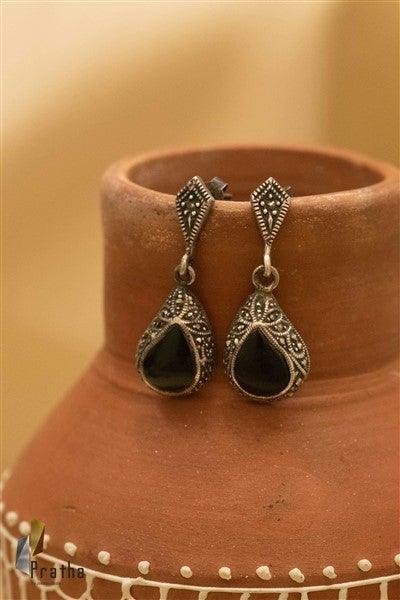 Marcasite Black Drop Earrings