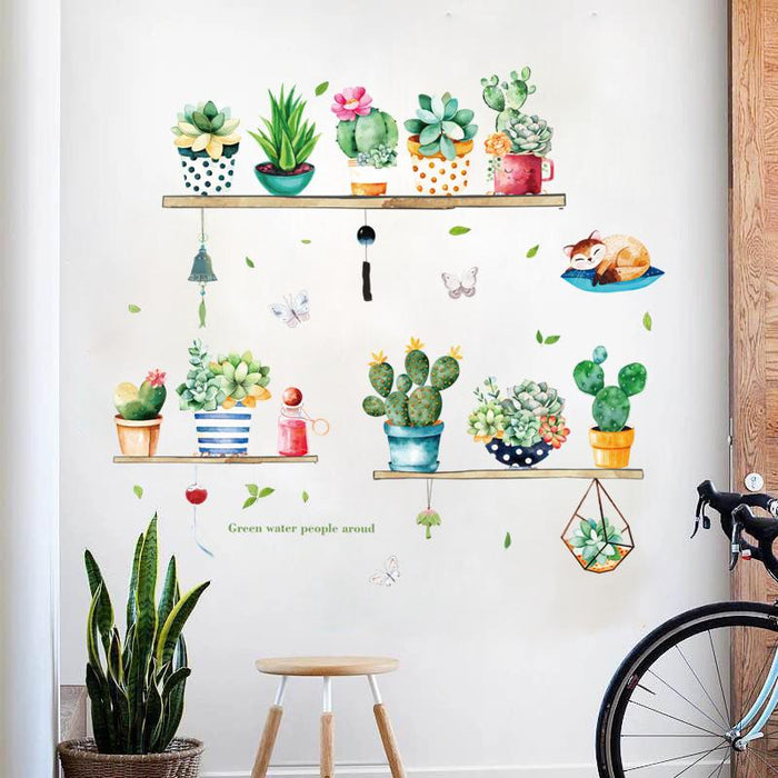 Cactus&Succulents on the Wooden Shelves