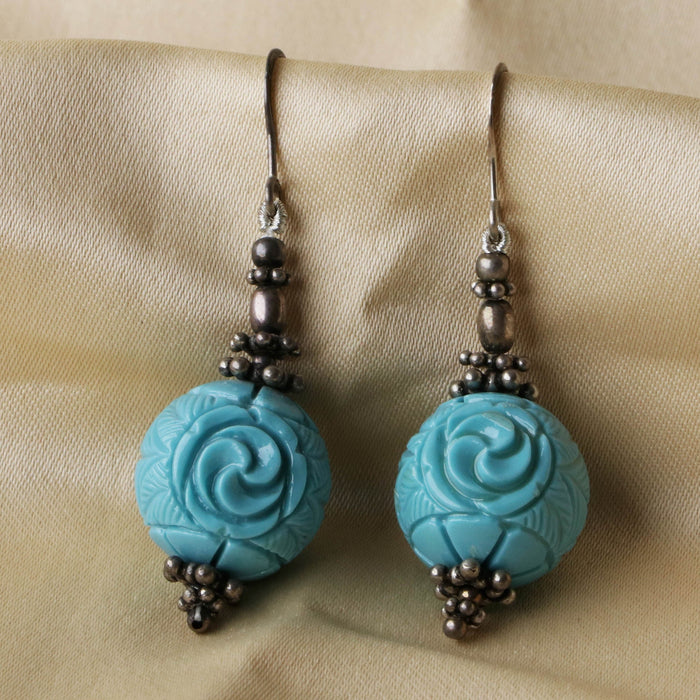 Carved Turquoise Earrings