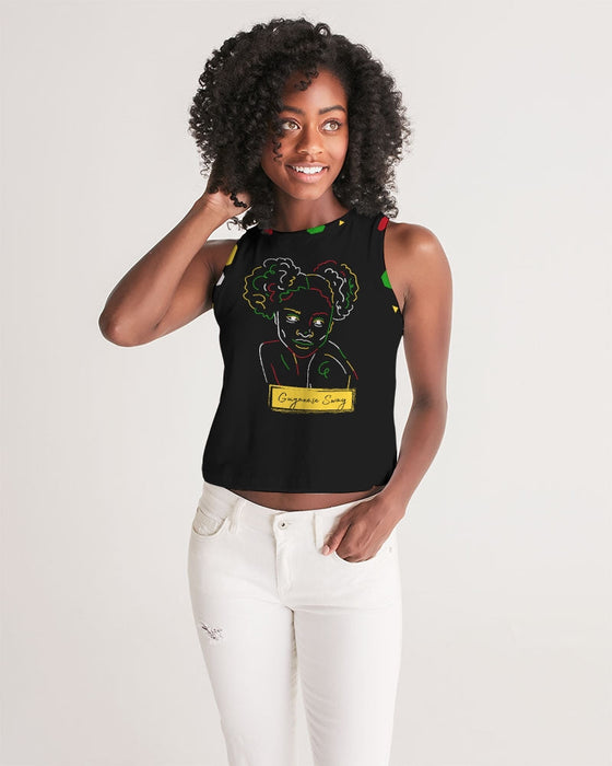 Guyanese Swag Natural Girl Ice Gold Green Women's Cropped Tank