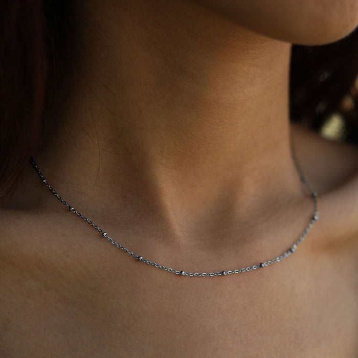 GENOA Beaded Silver Chain Necklace