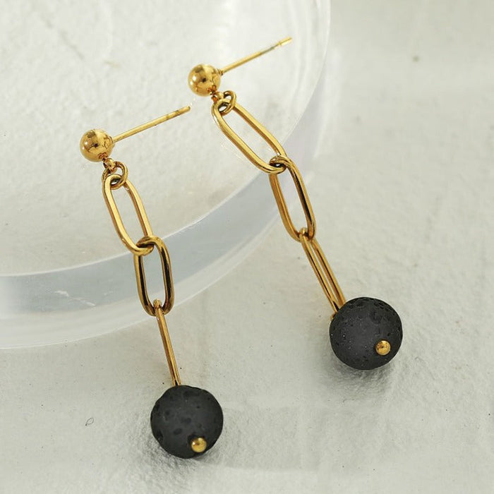 KARLA Volcanic Lava Stone Drop Earrings