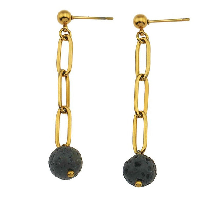 KARLA Volcanic Lava Stone Drop Earrings