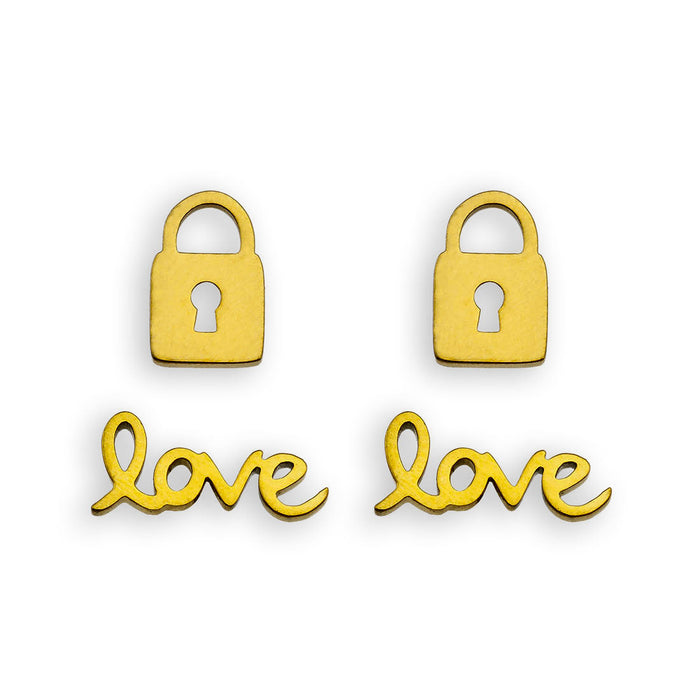 LOVE LOK 2-Pair Stud Earrings Set