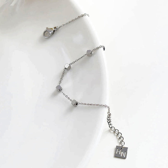 DARBY Square Bead Silver Bracelet