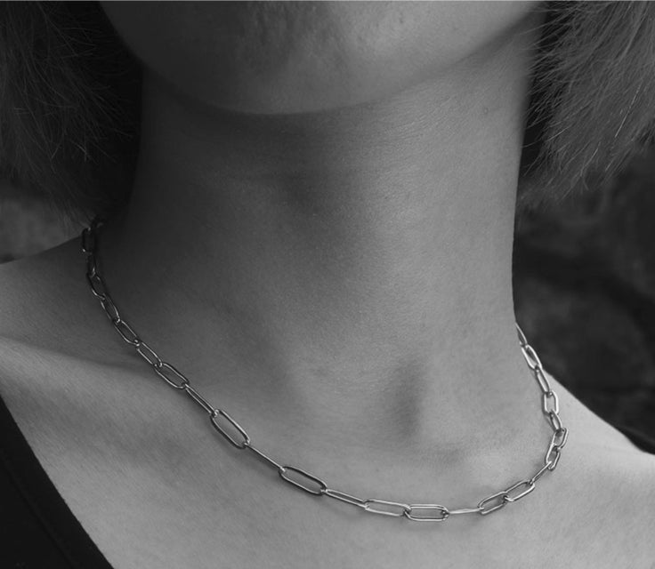 PALERMO Essential Silver Chain Link Paper-Clip Necklace