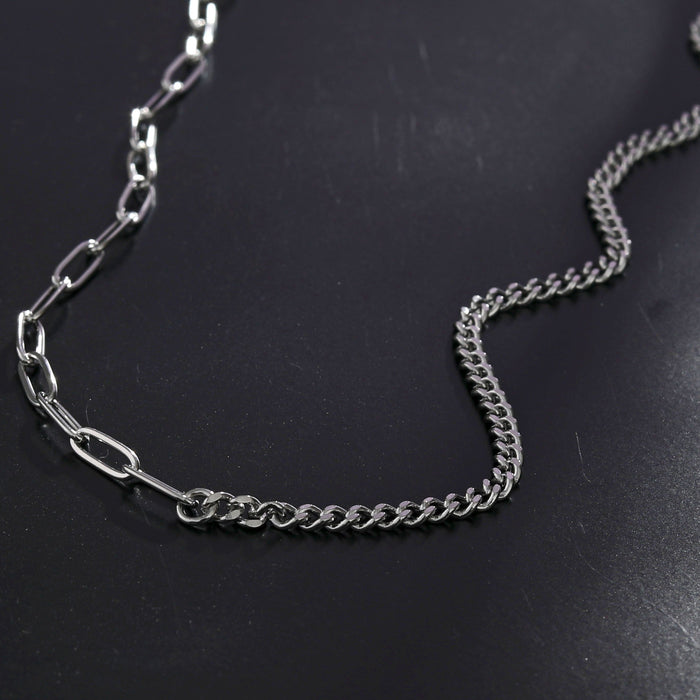 TRIESTE Mix Chain T-Bar Silver Necklace