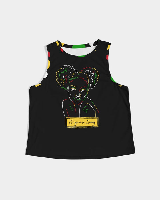 Guyanese Swag Natural Girl Ice Gold Green Women's Cropped Tank