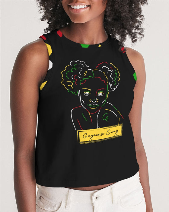 Guyanese Swag Natural Girl Ice Gold Green Women's Cropped Tank