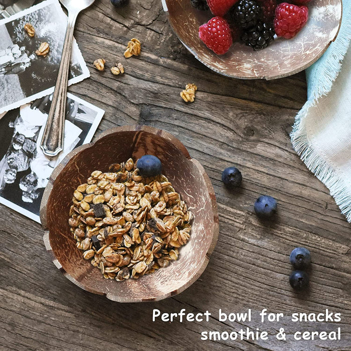 Set 2  Coconut Bowls Organic Cereal Smoothie Natural Breakfast Bowls