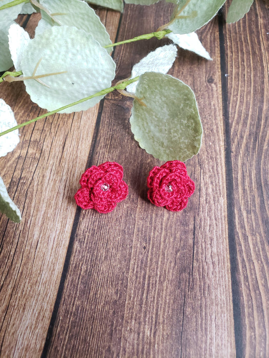 Clear Quartz Stud Rose Earrings