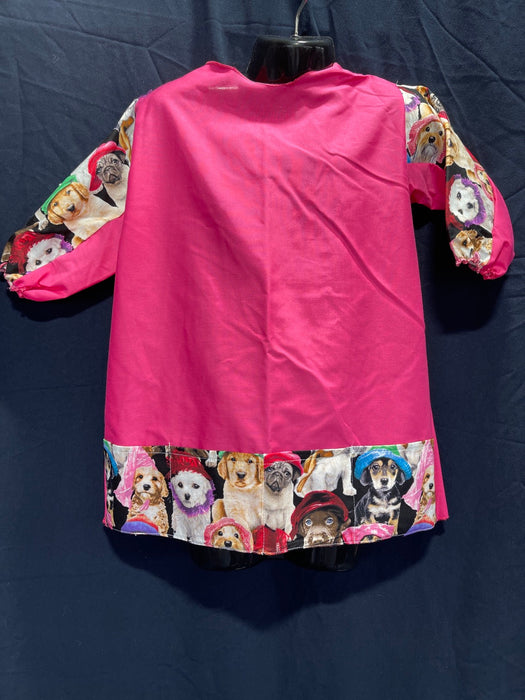 Kids Paint Smock. Pink Rainbow Dogs. Small.