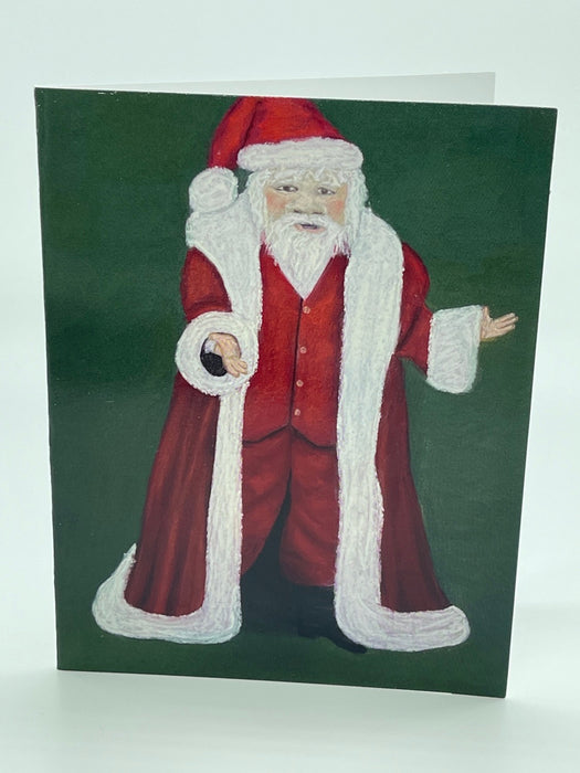 Christmas Card with Pastel Drawing of Santa Clause. Blank Card.