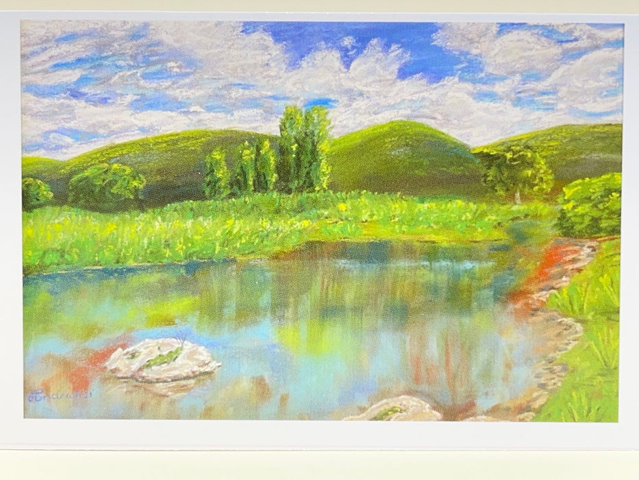 Mini Gift Card. Pastel Drawing of the Snowy River. Blank Inside.