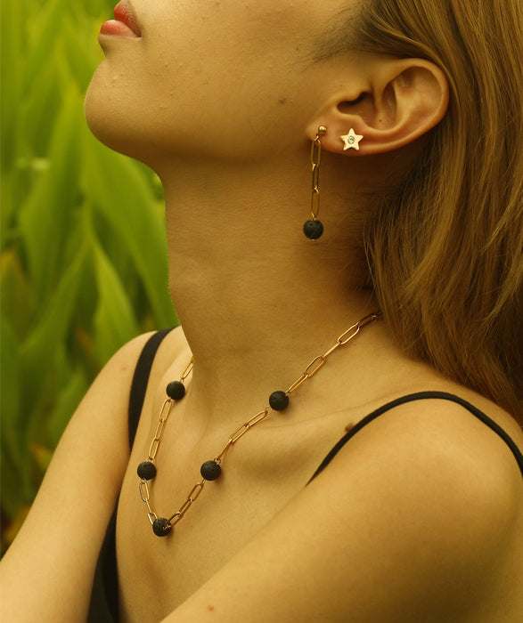 KARLA Volcanic Lava Stone Drop Earrings