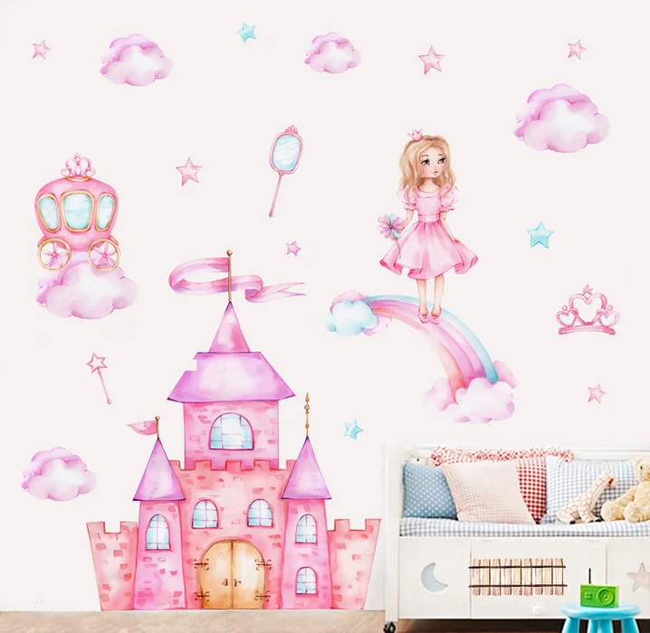 Fairy princess enjoying the rainbow at her castle